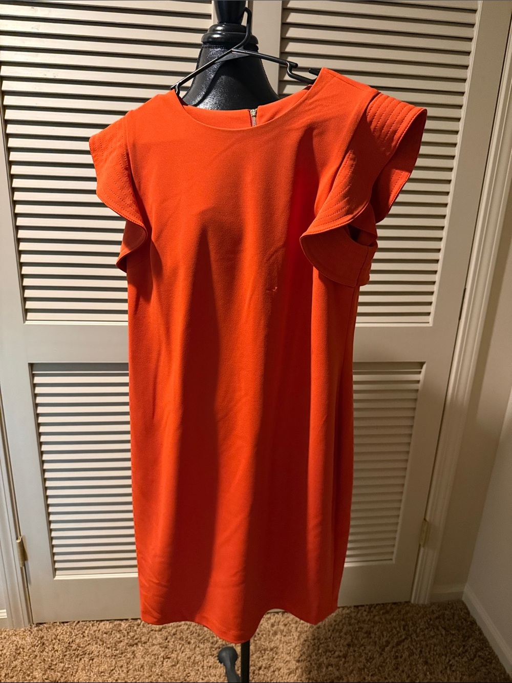 Calvin Klein Orange Ruffle Sleeve Shift Dress